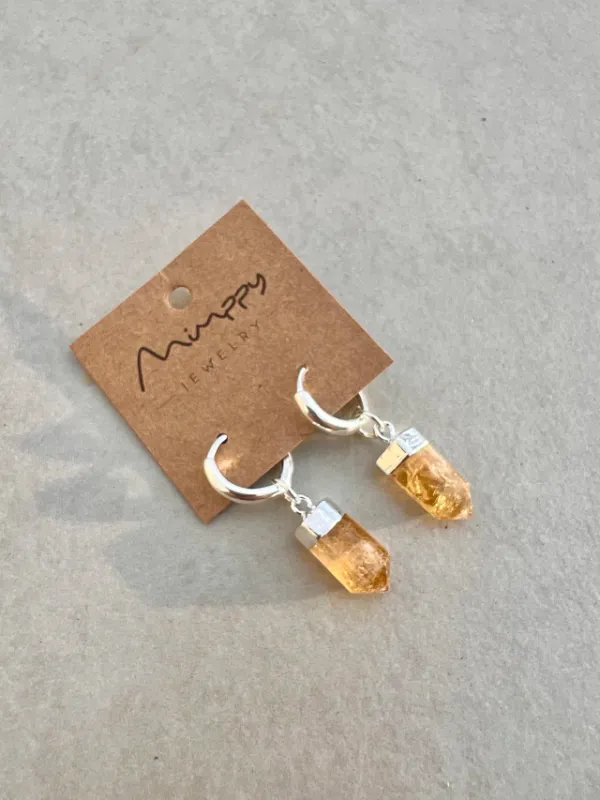 Nia Citrine Silver Hoop