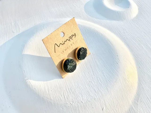 Cosmic Black Tourmaline Gold Earring