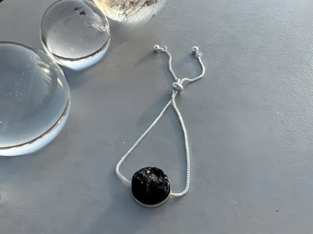 Cosmic Black Tourmaline Silver Bracelet