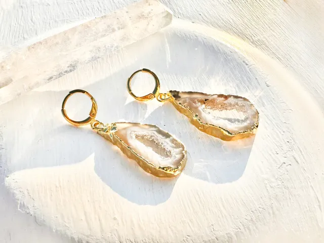 Nomad Agate Gold Earring