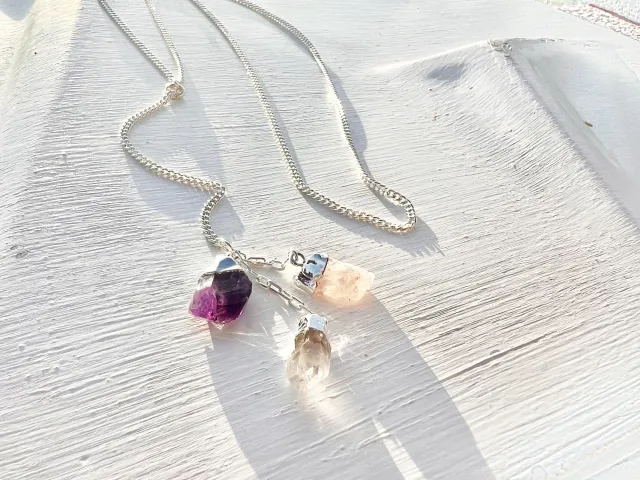 Silver Amulet Tie Necklace