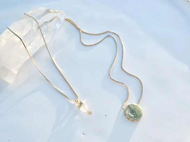 Cosmic Crystal and Green Golden Quartz Scapular