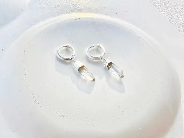 Nya Crystal Silver Hoop