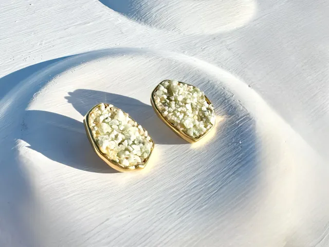 Sienna Green Quartz Gold Earring
