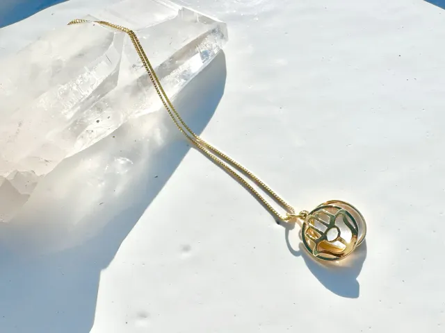 Golden Crystal Hamsa Necklace