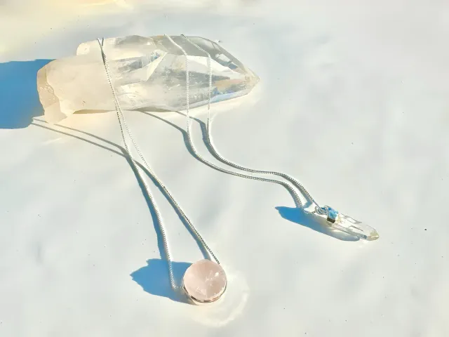 Cosmic Crystal and Silver Rose Quartz Scapular