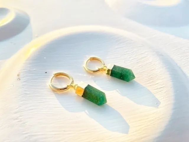 Nia Green Quartz Gold Hoop