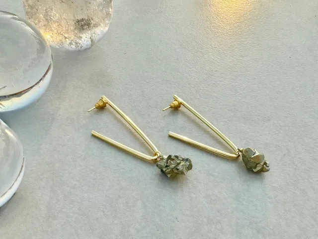 Valley Pyrite Gold Earring