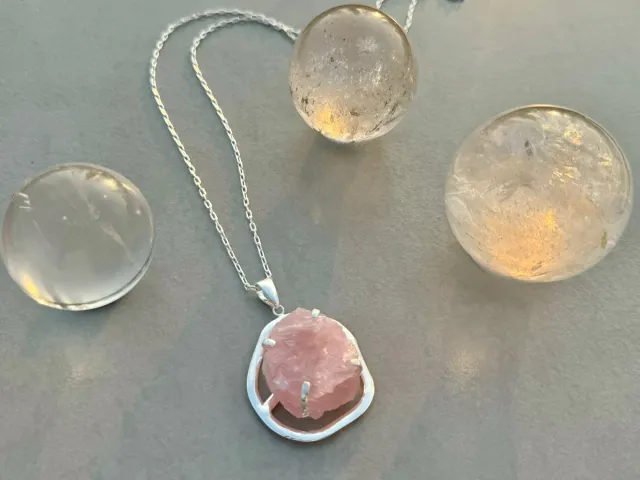 Cosmos Silver Rose Quartz Necklace
