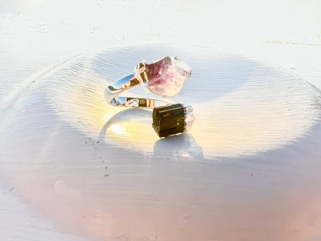 Zee Amethyst and Tourmaline Silver Ring