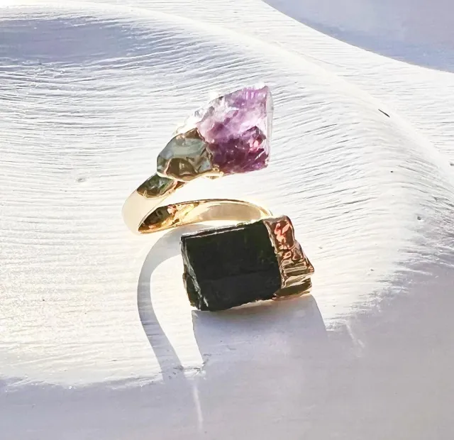 Zee Amethyst and Tourmaline Gold Ring