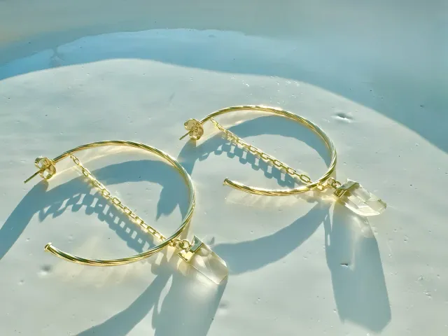 Hera Crystal Gold Hoop