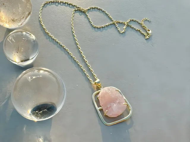 Cosmos Rose Quartz Gold Necklace
