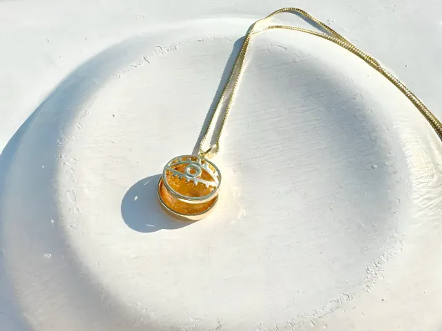 Gold Citrine Evil Eye Lucky Necklace