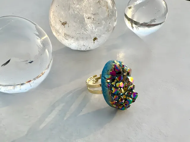 Galaxy Crystal Aura Gold Ring