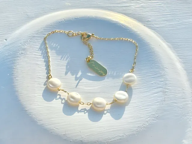 Pulseira Pérola barroca dourado