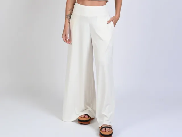 White off-white wide-leg pants