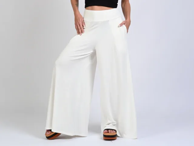 White off-white wide-leg pants