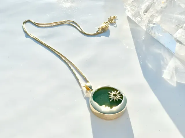 Yin Green Golden Quartz Necklace