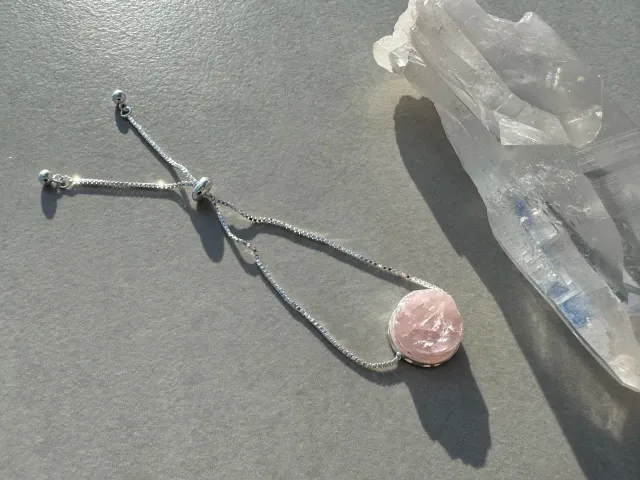 Cosmic Rose Quartz Silver Bracelet