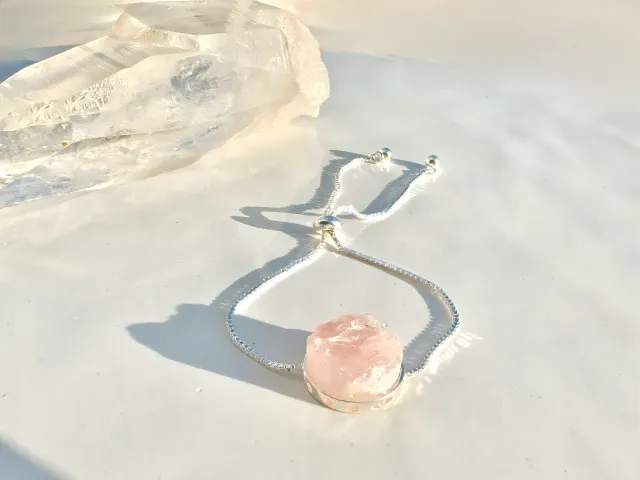Pulseira Cosmic Quartzo rosa prateado