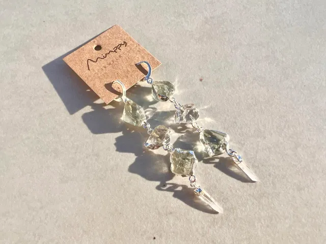 Queen Crystal and Prasiolite Silver Earrings
