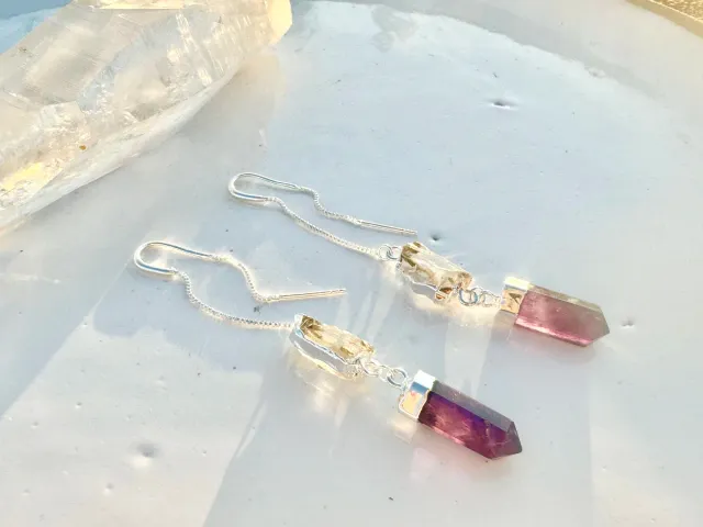 Spirit Amethyst and Silver Crystal Earrings