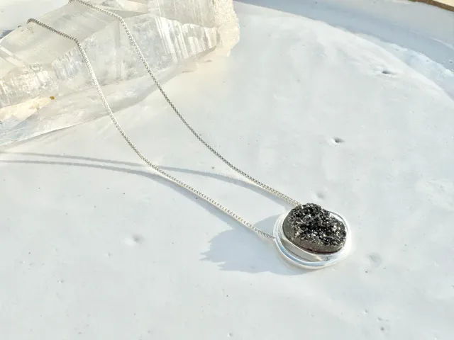 Silver Solaris Pyrite Necklace