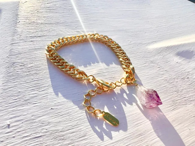 Pulseira Zaya ametista dourado