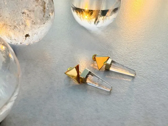 Lyra Crystal Gold Earring
