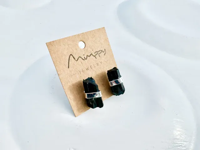 Silver Mini Tourmaline Ribbon Earring