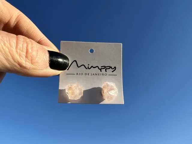 Mini Silver Rose Quartz Earring