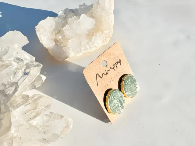 Cosmic Green Quartz Silver Earring