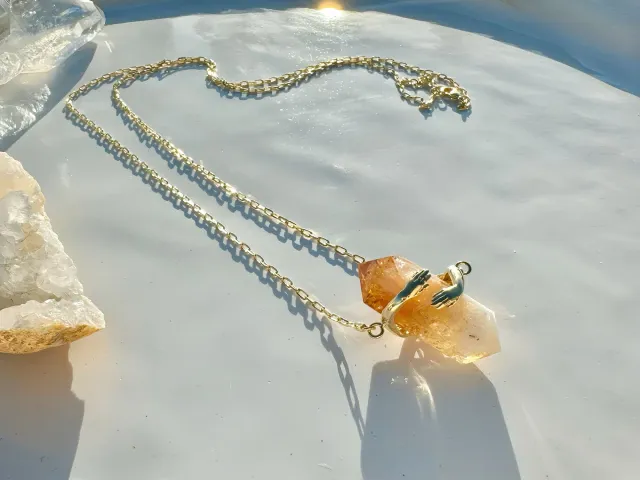 Gold Citrine Hug Necklace