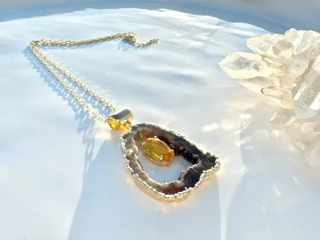 Monaco Agate Citrine Gold Necklace