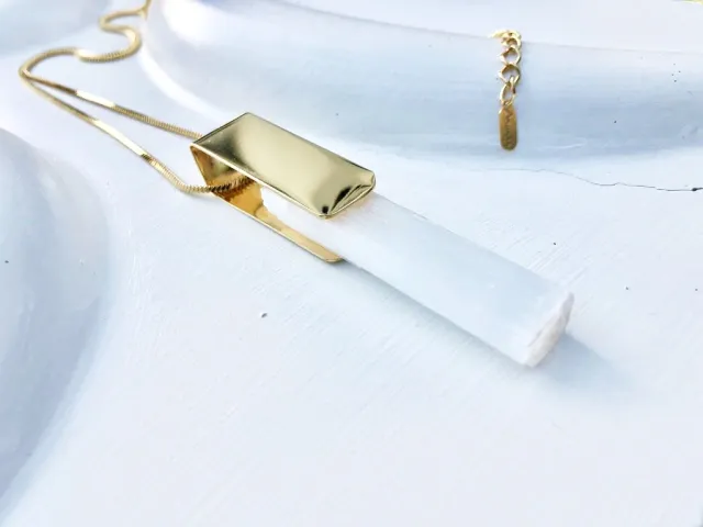 Pure Selenite Gold Necklace