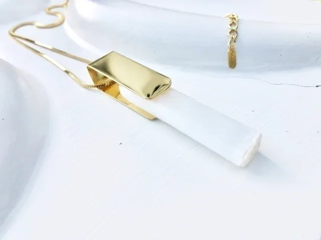 Pure Selenite Gold Necklace