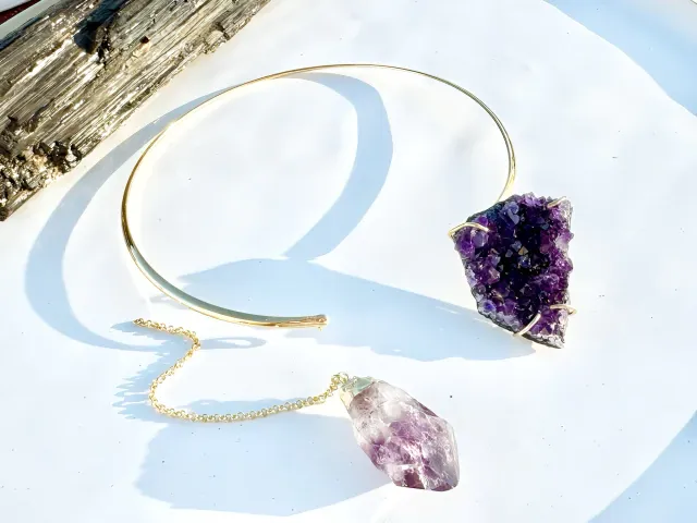Evora gold amethyst necklace