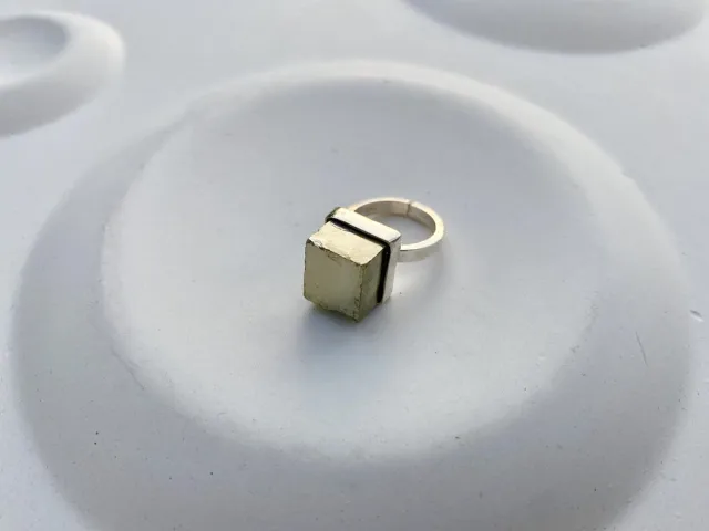 Pyrite Cube Ring ((silver))