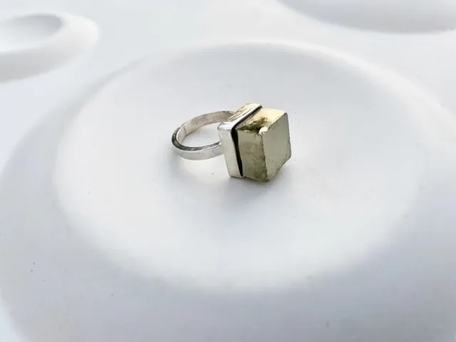 Pyrite Cube Ring ((silver))