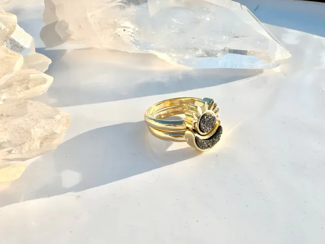 Golden Pyrite YinYang Ring