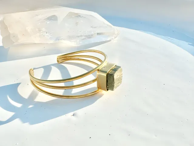 Gold Pyrite Cube Bracelet