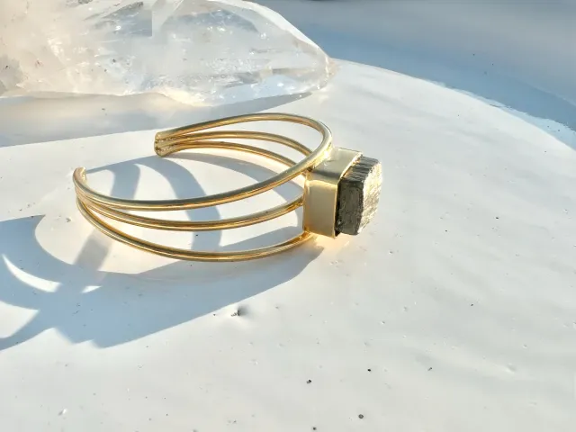 Gold Pyrite Cube Bracelet