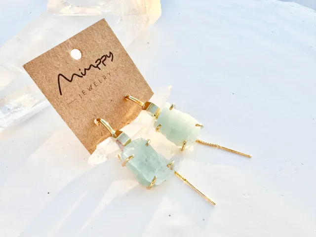 Cannes Aquamarine and Gold Crystal Earrings