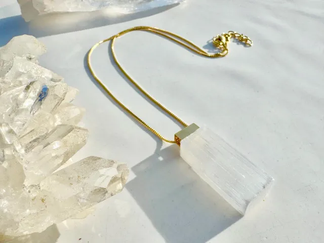 Celine Selenite Gold Necklace