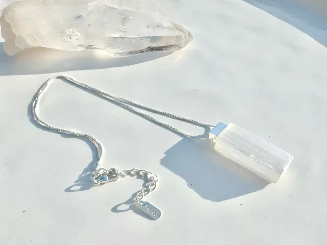 Celine Selenite Silver Necklace