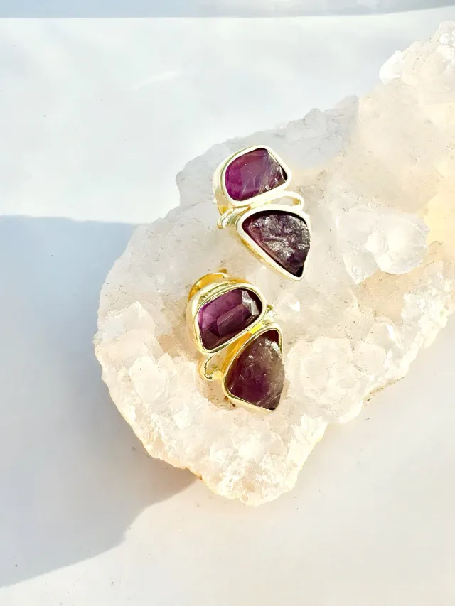 Mirage Amethyst Gold Earrings