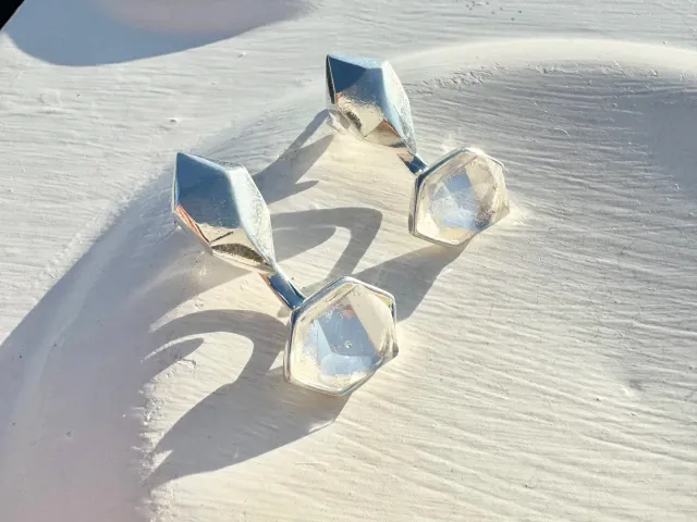 Atma Crystal 2-in-1 Silver Earrings