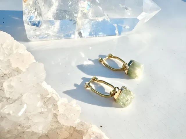 Luz Aquamarine Gold Hoop Earrings