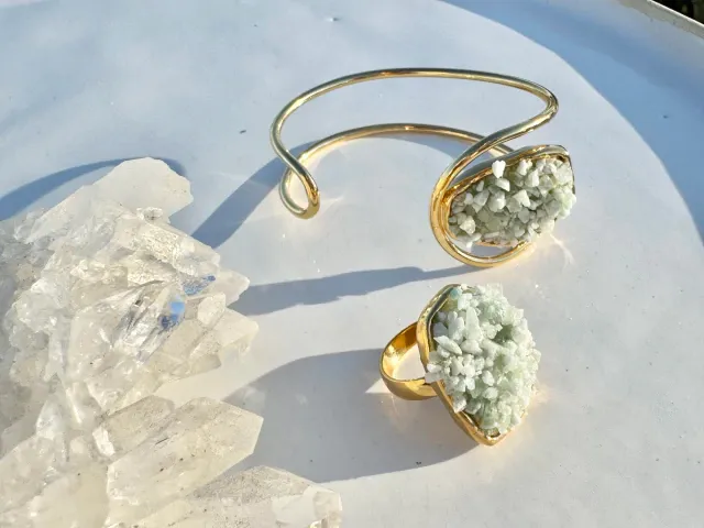 Sienna Green Quartz Gold Bracelet